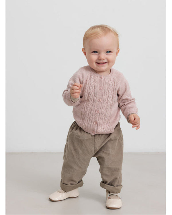 Cardigan din tricot bumbac organic cu detalii si nasturi